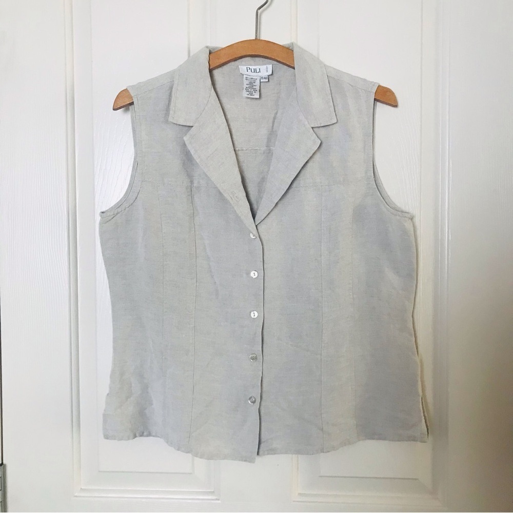 Puli Linen Blend Women’s Vest Beige Size10/40